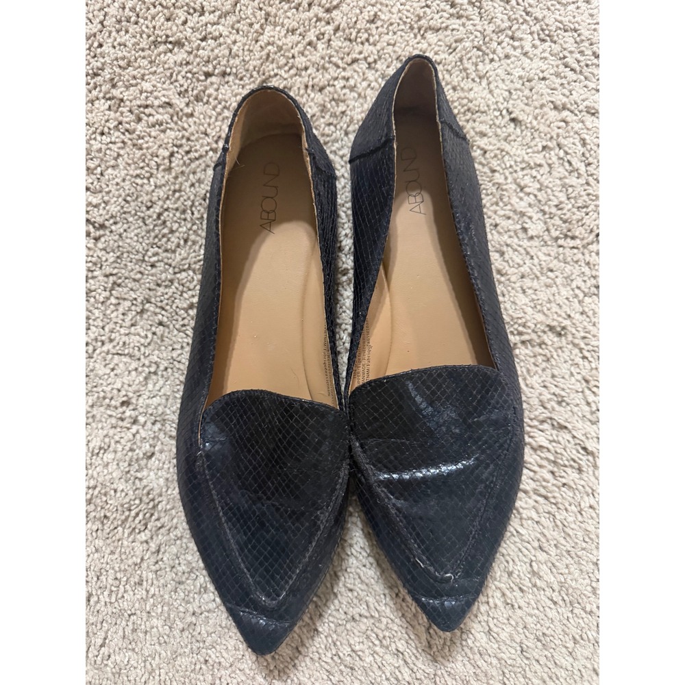 Abound Womens Black Snakeskin Embossed Pointed Toe Loafers Flats Size 8M